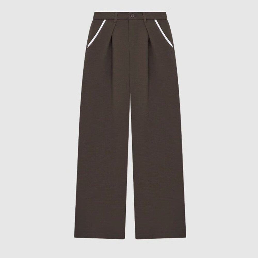 B.Sure Brown High Waist Wide Leg Trousers